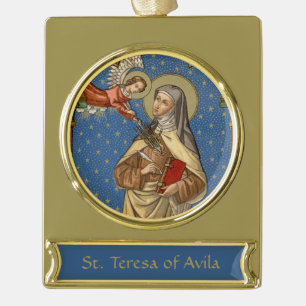 St. Teresa of Avila (SAU 28) Gold Plated Banner Ornament