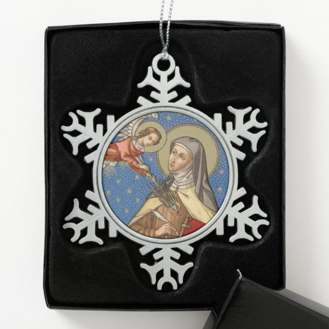 St. Teresa of Avila (SAU 28) Snowflake Pewter Christmas Ornament (Box)