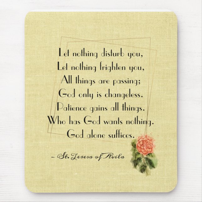St. Teresa's Bookmark Prayer Mouse Mat (Front)