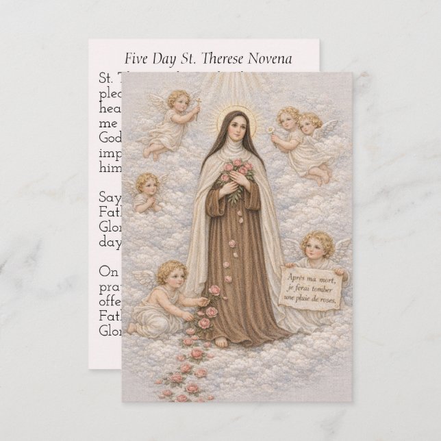 St. Therese 5 Day Novena Prayer Catholic (Front/Back)