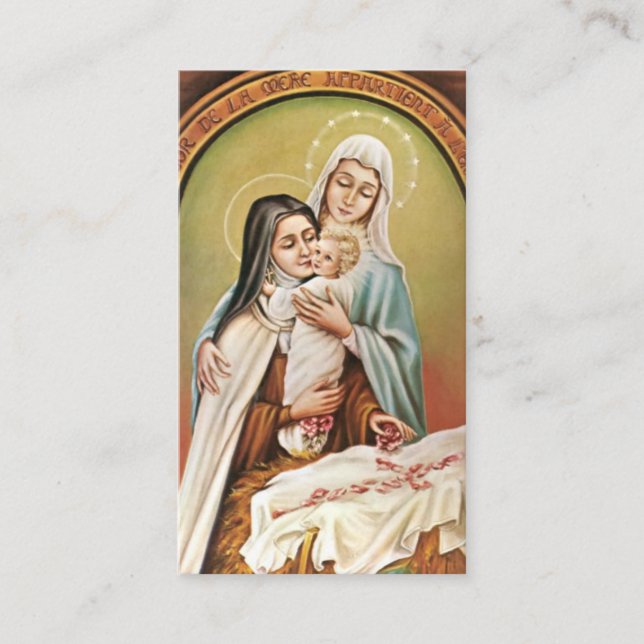 St. Therese Baby Jesus Virgin Mary Roses Christmas Enclosure Card (Front)