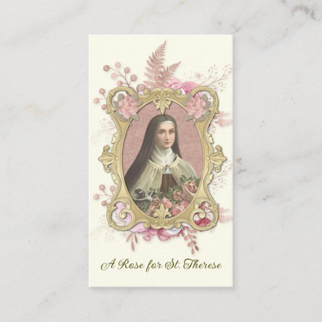 St. Therese Carmelite Nun Roses Religious Poem Place Card (Front)