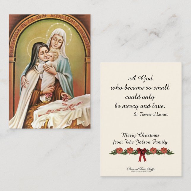 St. Therese Catholic Christmas Holy Card Prayer (Front/Back)