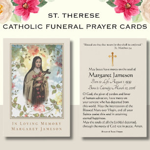 St. Therese Catholic Funeral Memorial Holy Card -
