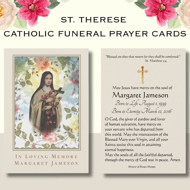 St. Therese Catholic Funeral Memorial Holy Card - (Creator Uploaded)