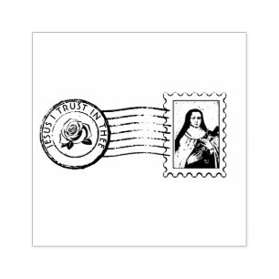 St. Therese Catholic Saint Jesus I trust in Thee Rubber Stamp