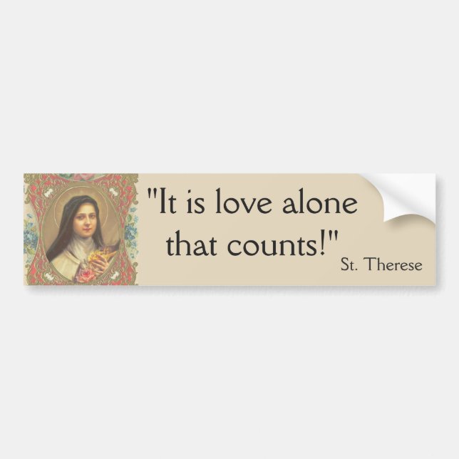 St. Therese Crucifix Nun Little FLower Bumper Sticker (Front)