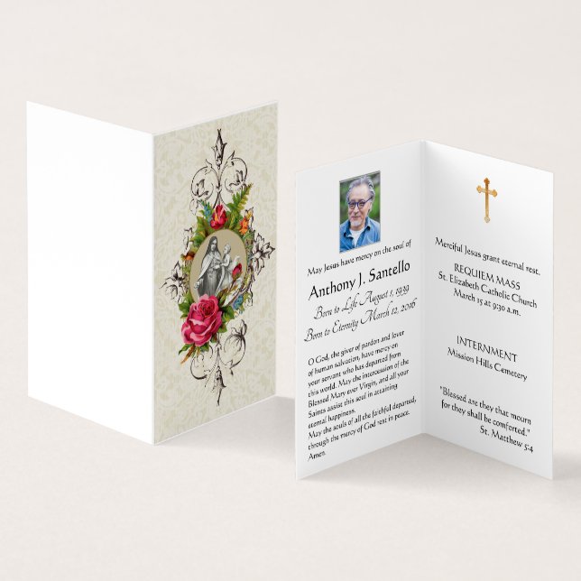 St. Therese Funeral Prayer Memorial Holy Card (Inside and Outside)