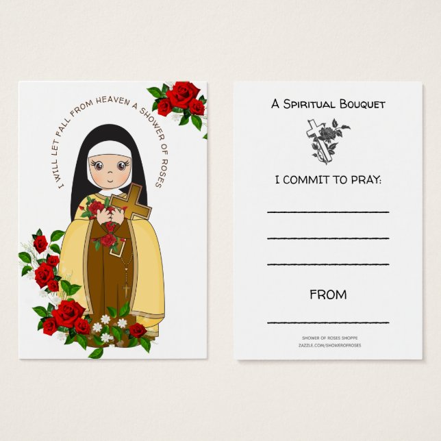 St. Therese Jesus  Spiritual Bouquet Prayer Roses (Front & Back)