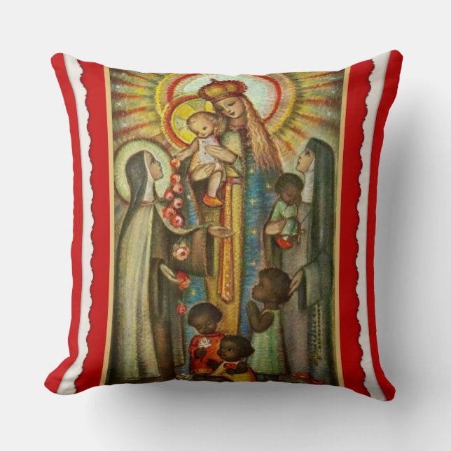 St. Therese  Katherine Drexel Mary Roses Children Cushion (Front)