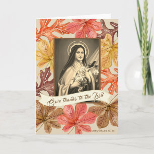 St. Therese Lisieux Thanksgiving  Autumn Leaves Holiday Card