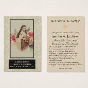 St. Therese of Lisieux Funeral Memorial Holy Card