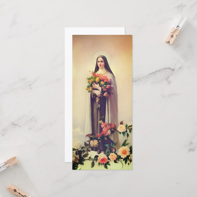 St Therese of Lisieux Greeting Card (Front/Back In Situ)