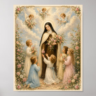 St. Thérèse of Lisieux "Little Flower" w/Children Poster