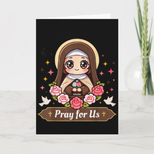 St Therese Of Lisieux Pray For Us Catholic Roses F Card