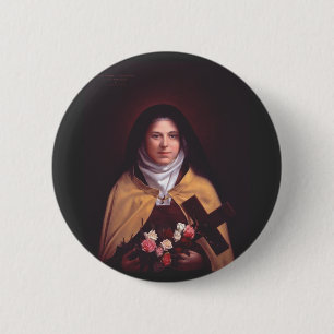 St. Therese of Lisieux Shower of Roses Sacred Art 6 Cm Round Badge