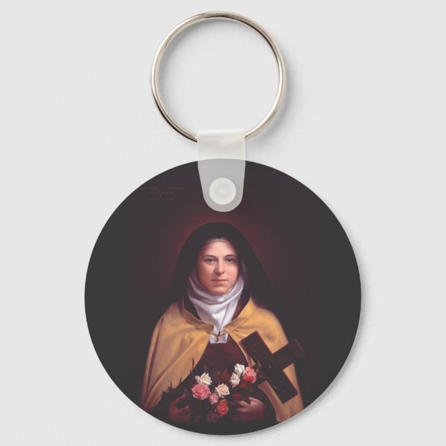 St. Therese of Lisieux Shower of Roses Sacred Art Key Ring (Front)