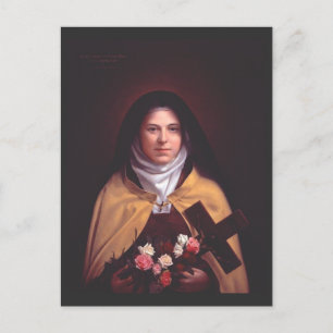 St. Therese of Lisieux Shower of Roses Sacred Art Postcard