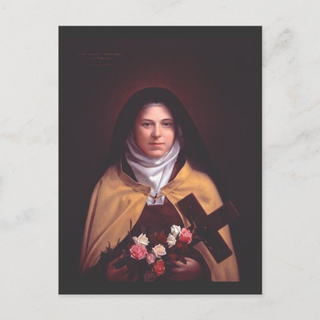 St. Therese of Lisieux Shower of Roses Sacred Art Postcard (Front)