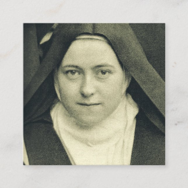 St. Therese of Lisieux Shower of Roses Sacred Art Square Business Card (Front)