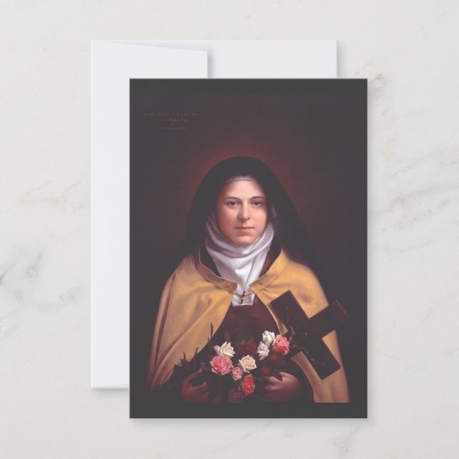 St. Therese of Lisieux Shower of Roses Sacred Art Thank You Card (Front)