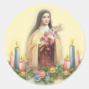 St. Therese of Lisieux with Christmas Candles Classic Round Sticker