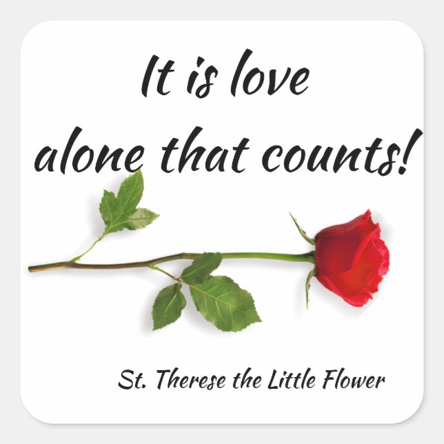 St. Therese of the Child Jesus Red Rose Square Sticker (Front)
