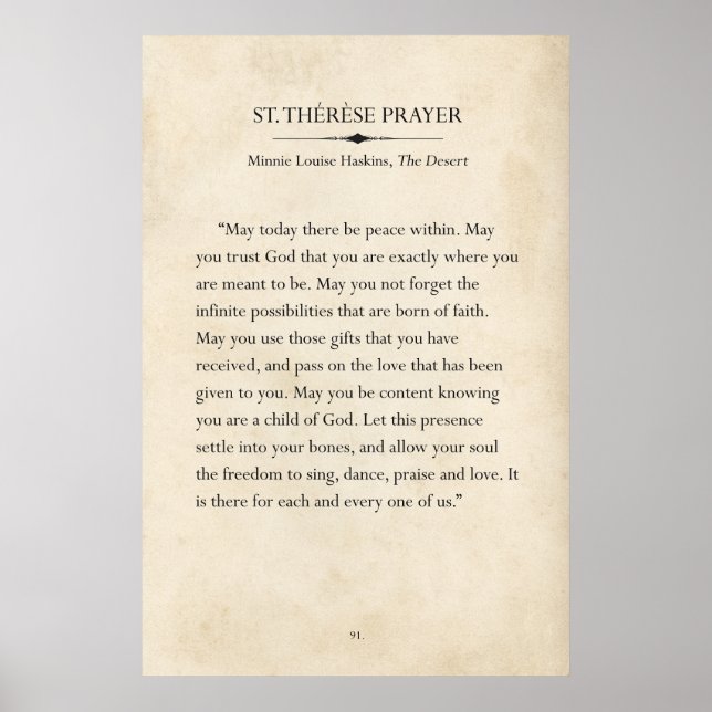 St. Therese Prayer Book Page Art Poster (Front)
