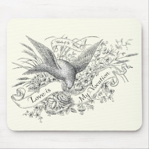 St. Therese Quote with Dove and Black & White Rose Mouse Mat