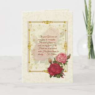 St. Therese Quote with pink and red roses Card