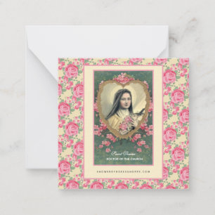 St. Therese Religious Carmelite Nun Pink Roses Card