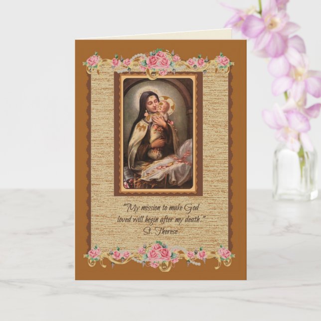 St. Therese Religious Catholic Carmelite Nun Card (Orchid)