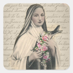 St. Therese Religious Vintage Carmelite Nun Square Sticker