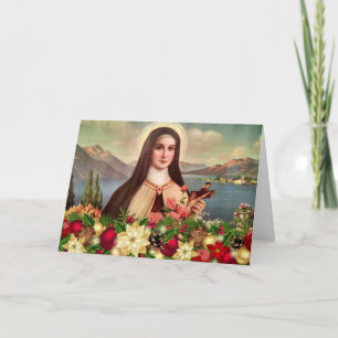 St. Therese Roses Crucifix Christmas Holiday Card