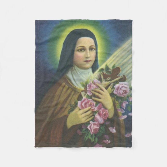 St. Therese the Little Flower Carmelite Nun Fleece Blanket (Front)