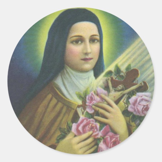 St. Therese the Little Flower Catholic Carmelite Classic Round Sticker (Front)