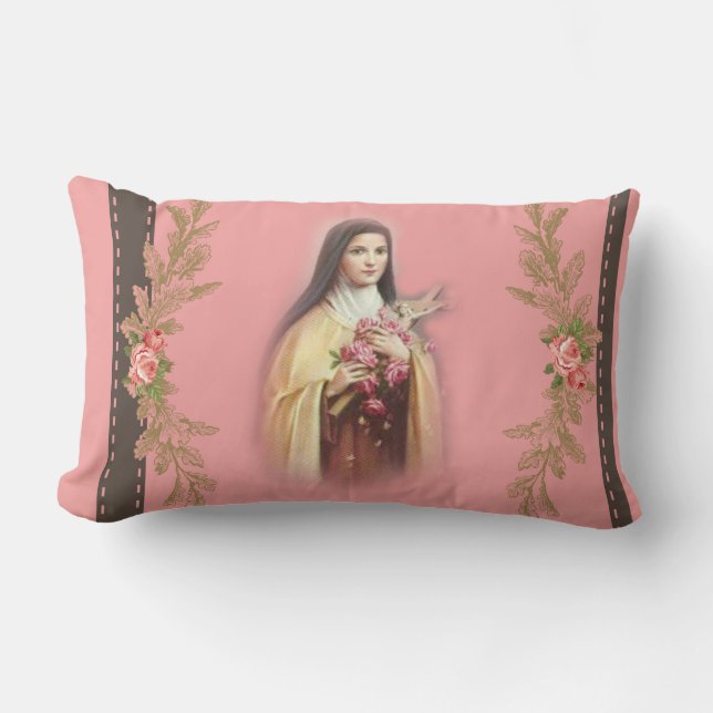 St. Therese the Little Flower Lumbar Cushion (Front)