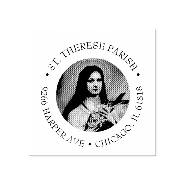 ST. THERESE THE LITTLE FLOWER PERSONALIZED NAME RUBBER STAMP (Imprint)