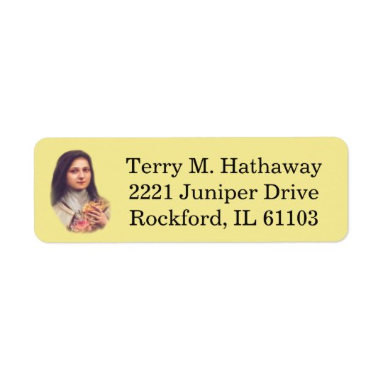 St. Therese the Little Flower Pink Roses Return Address Label
