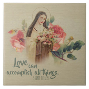 St. Therese the Little Flower Pink Roses Tile