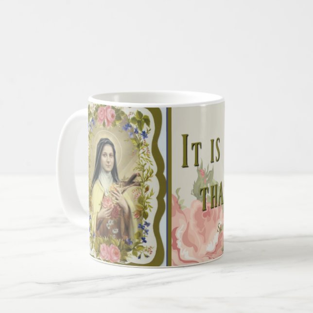St. Therese the Little Flower Roses Crucifix Coffee Mug (Front Left)