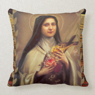 St. Therese the Little Flower Roses Crucifix Cushion