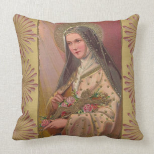 St. Therese the Little Flower Roses Crucifix Cushion
