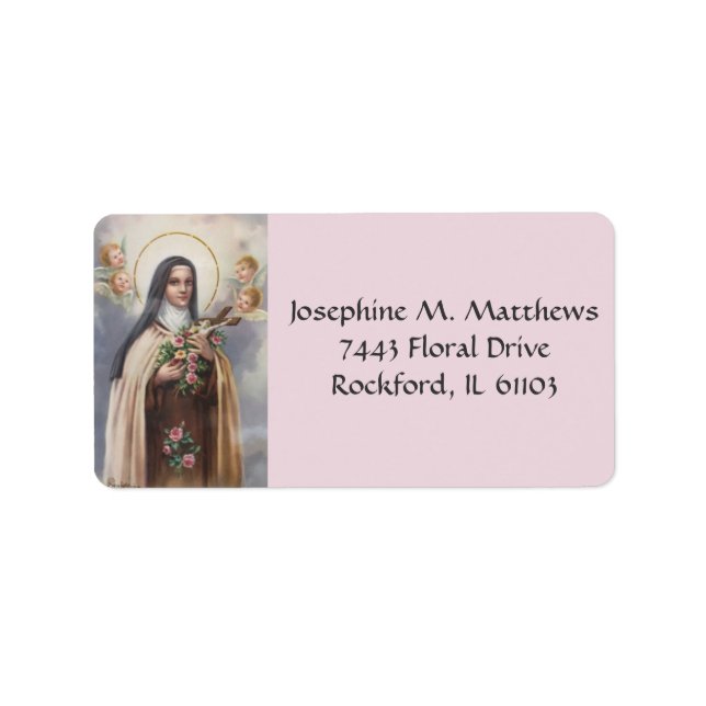 St. Therese the Little Flower Roses Crucifix Label (Front)