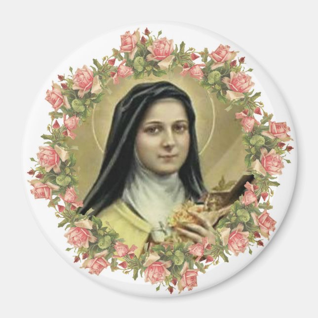 St. Therese the Little Flower Roses Crucifix Magnet (Front)