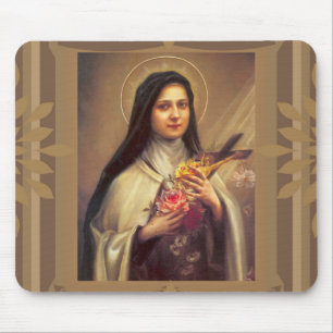 St. Therese the Little Flower Roses & Crucifix Mouse Mat