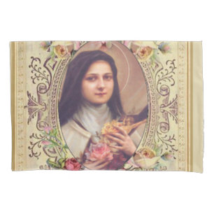 St. Therese the Little Flower Roses Crucifix Pillowcase