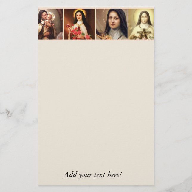 St. Therese the Little Flower Roses Crucifix Stationery (Front)