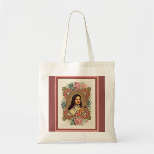 St. Therese the Little Flower Roses Crucifix Tote Bag (Front)