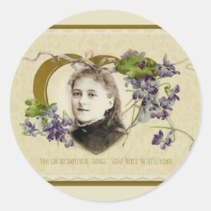 St. Therese the Little Flower Violets Classic Round Sticker